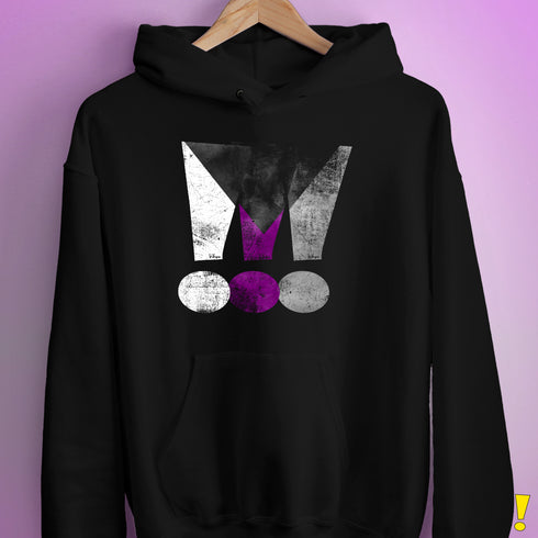 Demisexual Pride Grunge Exclamation Points Hoodie - Black